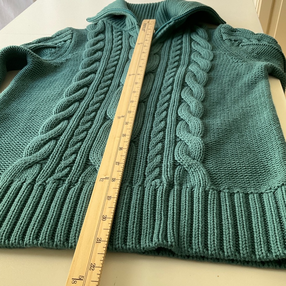 L.L. Bean Women Teal Quarter Zip Sweater - S Petite - Picture 6 of 9
